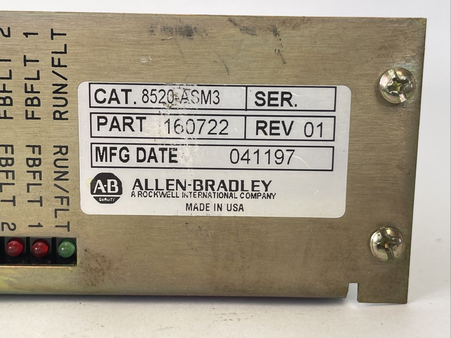 ALLEN BRADLEY 8520ASM3 SERVO MODULE ANALOG REV 01 PART 160722
