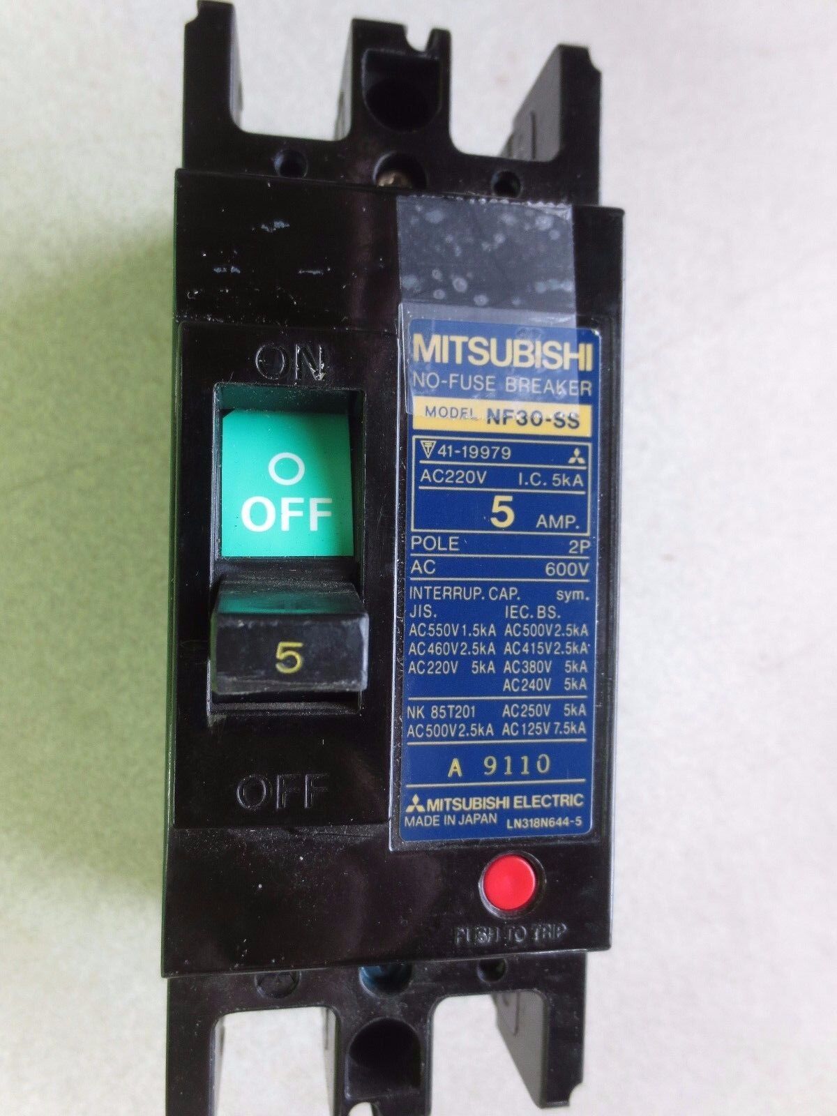 MITSUBISHI NF30-SS, NF30-CS (5A), NF30-CS (10A) - NO-FUSE BREAKERS 220V LOT of 3