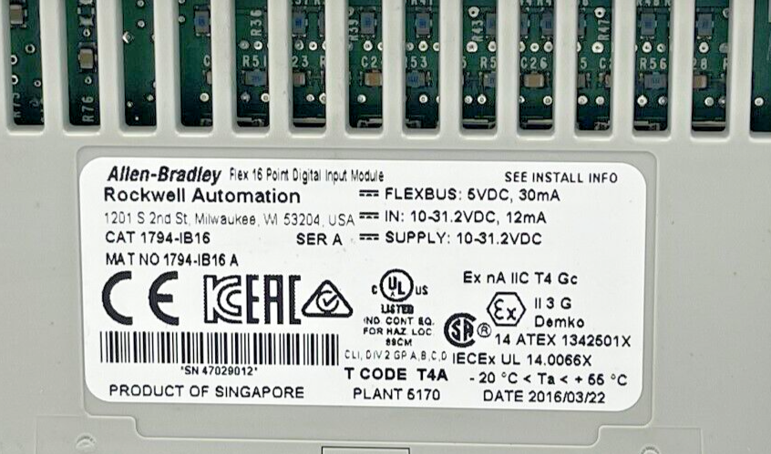 ALLEN BRADLEY - 1794-IB16 - VDC SINK INPUT MODULE - SERIES A - FLEX I/O