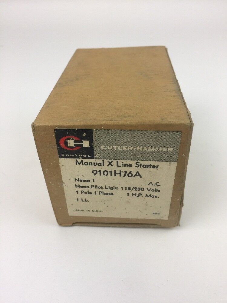 CUTLER HAMMER 9101H76A MANUAL X LINE STARTER NEON PILOT LIGHT 115/230 AC VOLTS