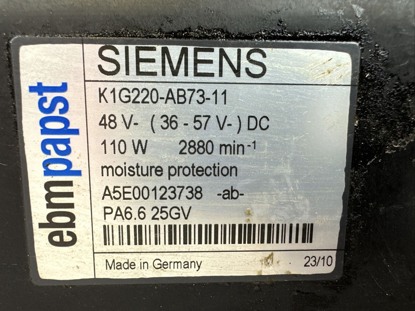 SIEMENS K1G220-AB73-11 FAN 48VDC 110W MOISTURE PROTECTION