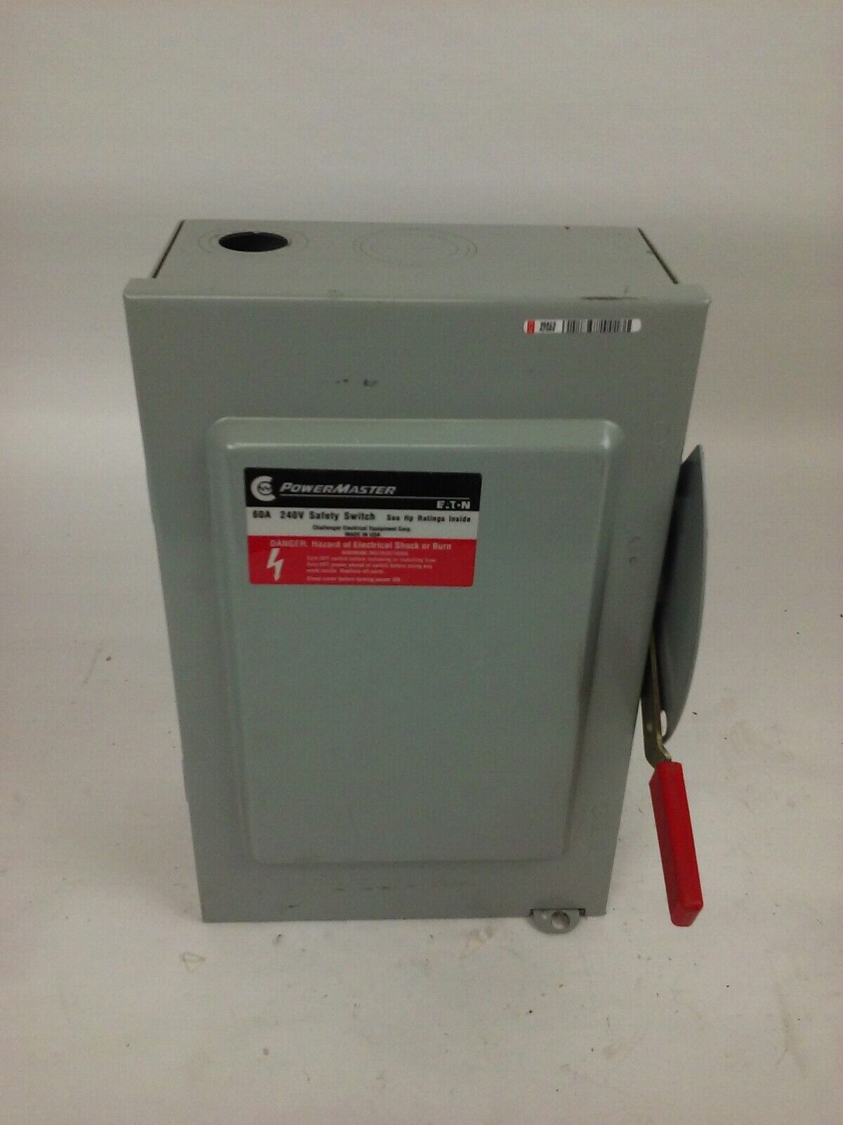 POWER MASTER, G322NFK, SAFETY SWITCH, 60A, 3 POLE, 240V, NON FUSIBLE, USED