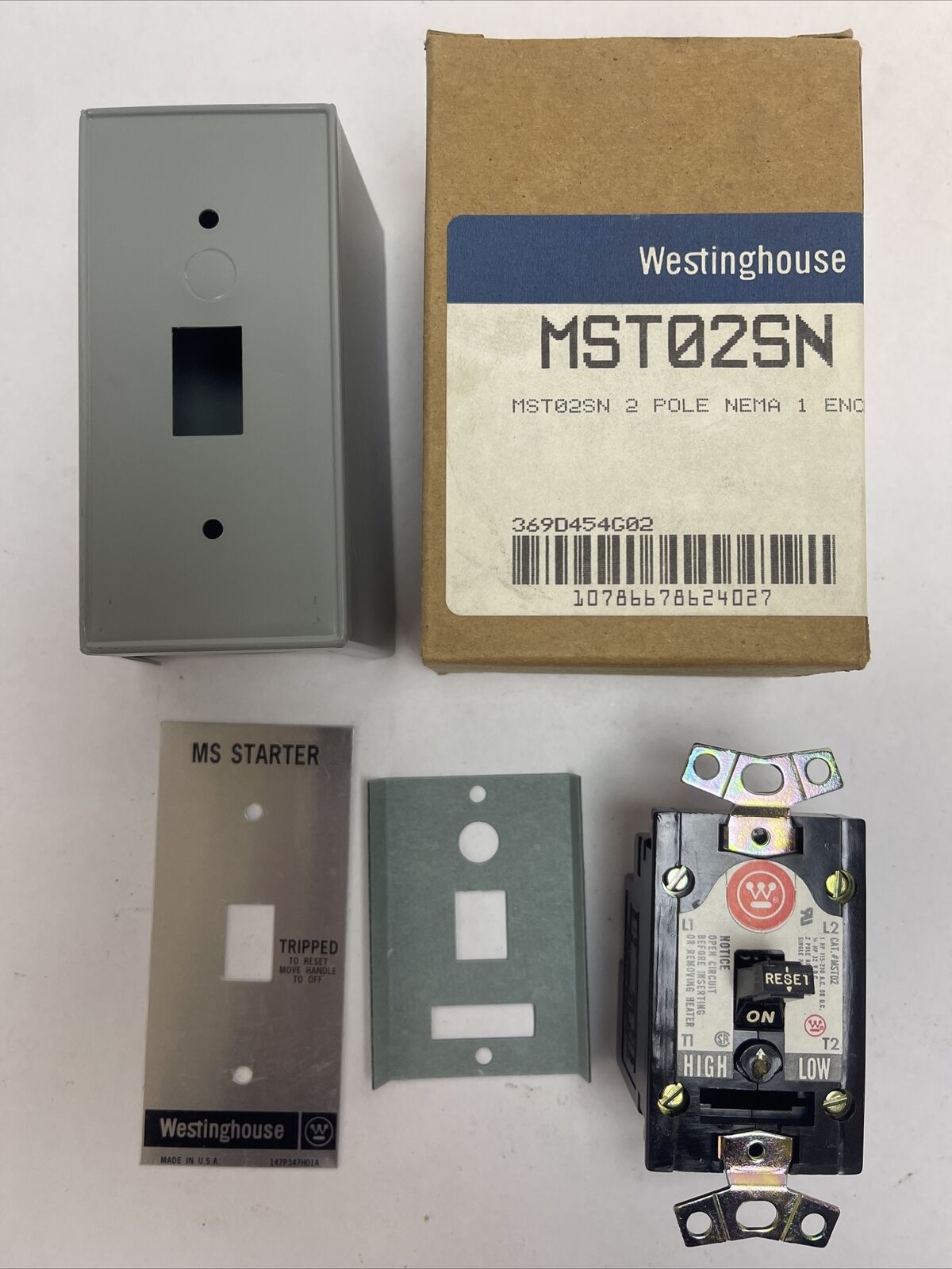 WESTINGHOUSE MST02SN MANUAL STARTER SWITCH 2 POLE NEMA 1 ENCLOSURE 1HP 115-230V