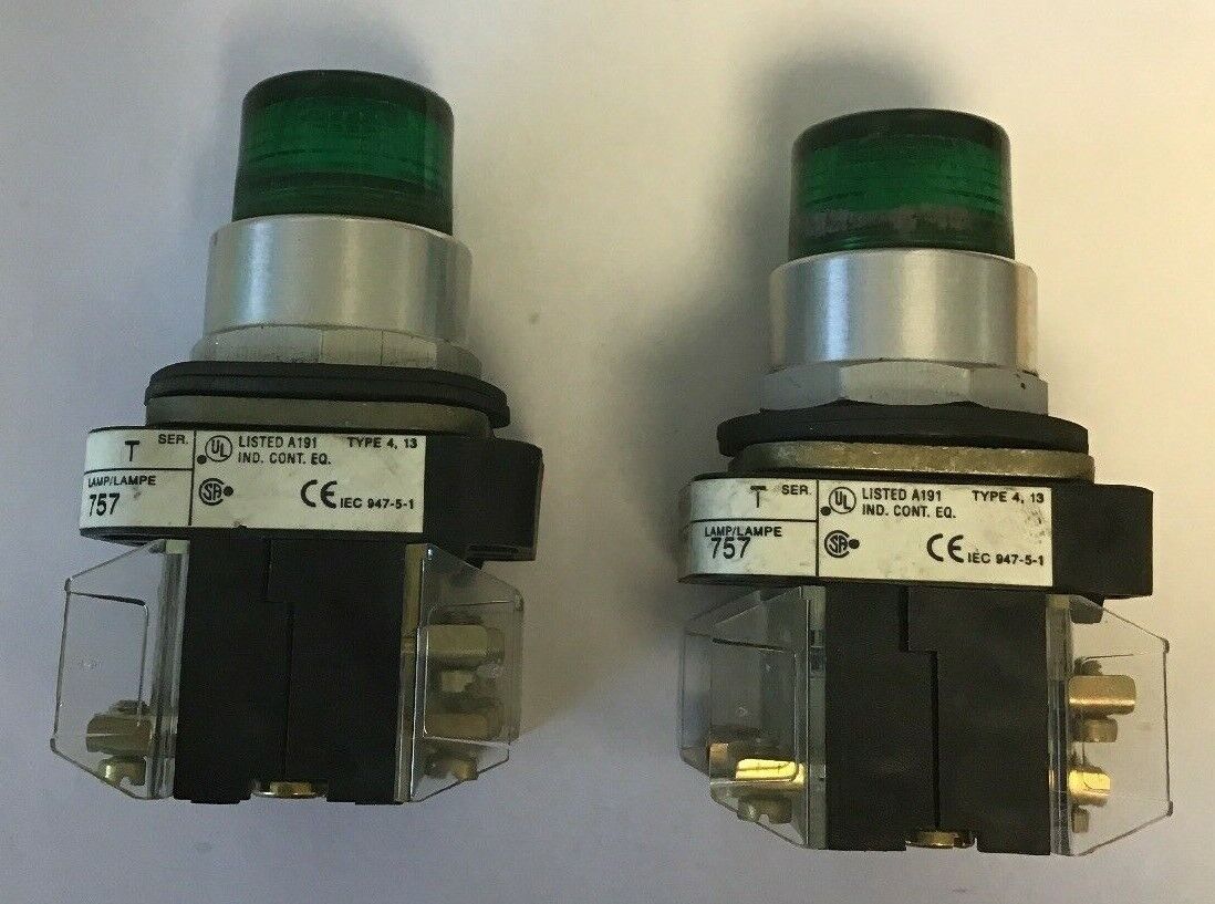 ALLEN BRADLEY 800T-QB24 SERIES T GREEN PUSH BUTTON 24V AC/DC LAMP#757(LOTOF2)