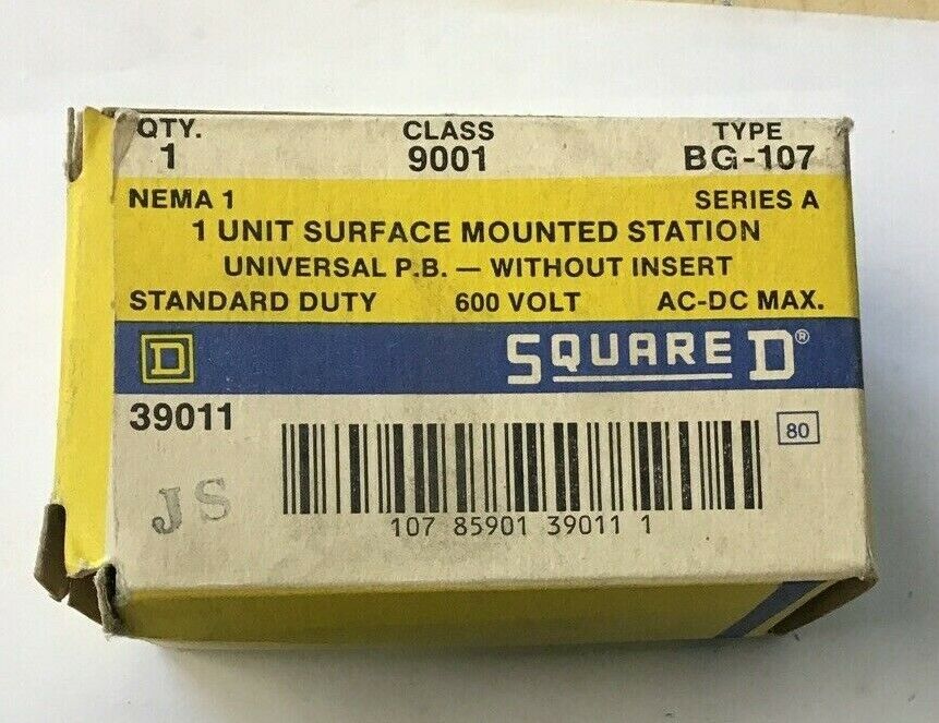 SQUARE D 9001 BG-107 SURFACE MOUNTED STATION UNIV. PUSHBUTTON W/O INSERT SER.A