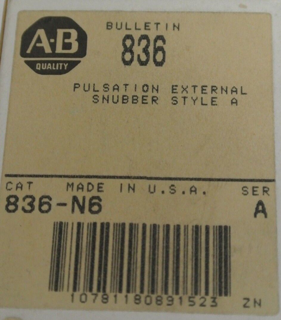 ALLEN-BRADLEY 836-N6 PULSATION EXTERNAL SNUBBER, STYLE A / NEW SURPLUS
