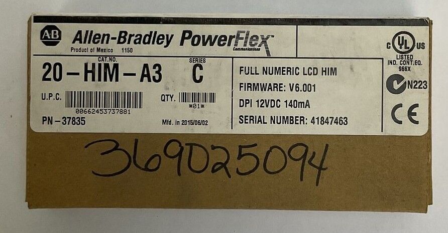 ALLEN BRADLEY 20-HIM-A3 SER C POWER FLEX FULL NUMERIC LCD HIM FIRWARE V6.001