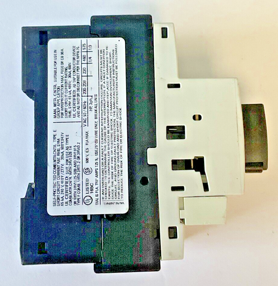 SIEMENS 3RV1021-0FA10 MOTOR CONTROL 3RV1901-1E 6,5A 277V