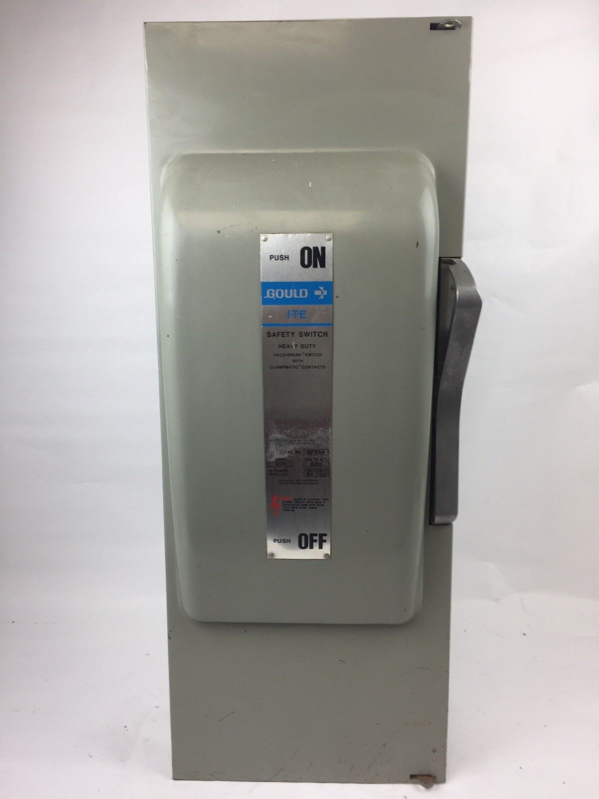 GOULD NF354 VACU-BREAK SWITCH WITH CLAMPMATIC CONTACTS 200 AMPS 600 VAC 3 PHASE