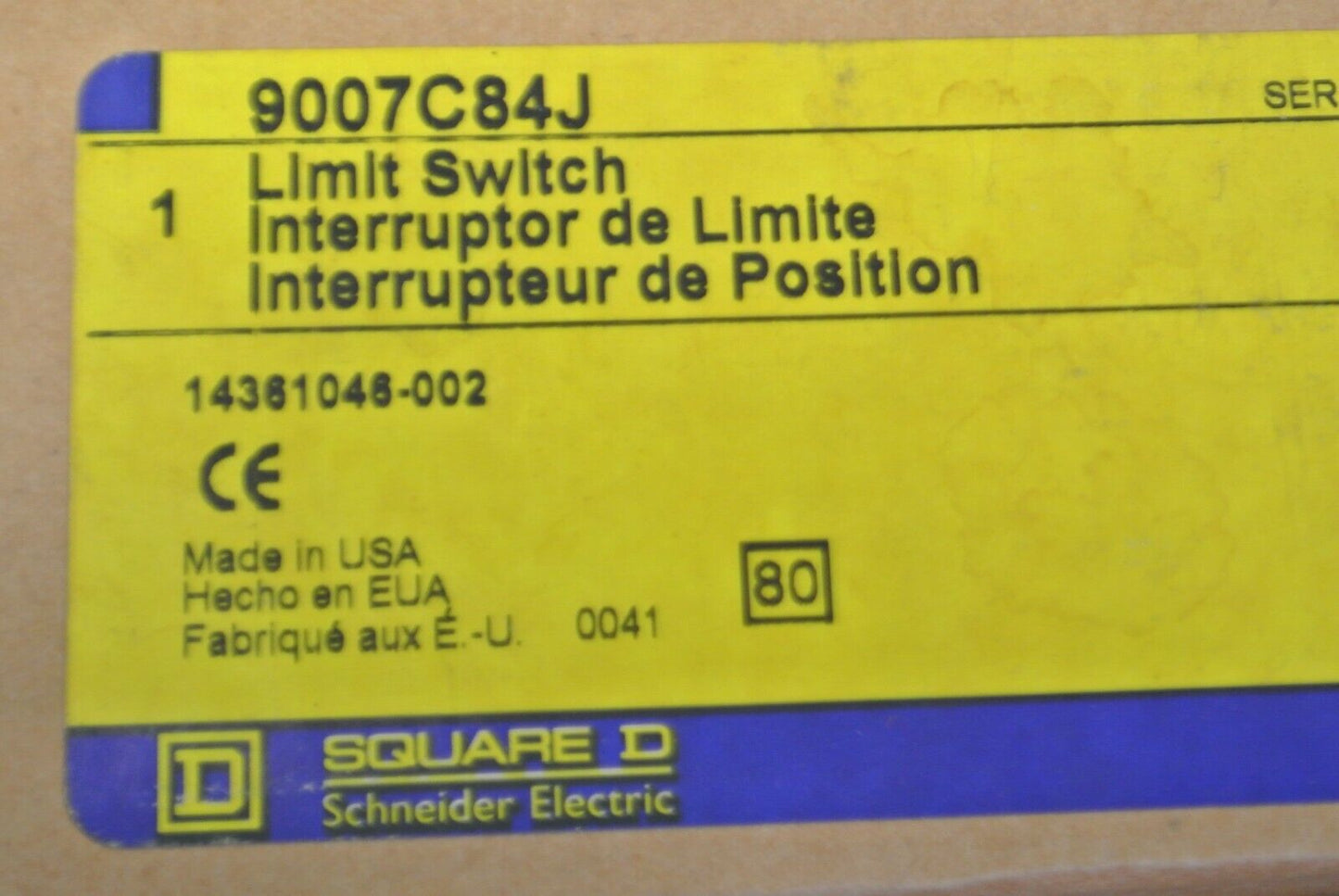 SQUARE D 9007 C84J Ser. A / LIMIT SWITCH w/ DELRIN TRIP / NEW SURPLUS / 9007C84J