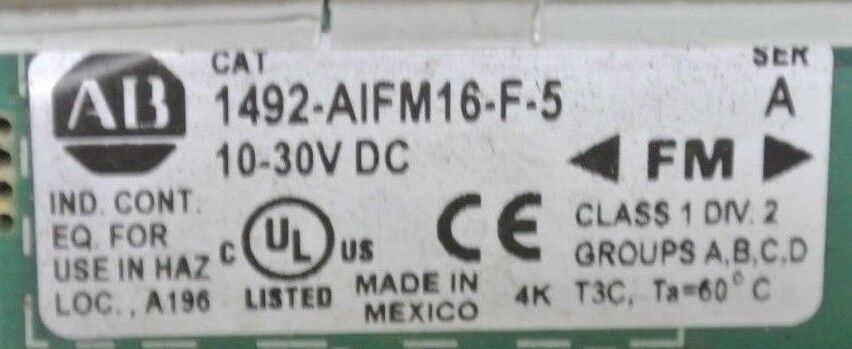 ALLEN-BRADLEY 1492-AIFM16-F-5 - ANALOG INTERFACE MODULE - 10-30VDC