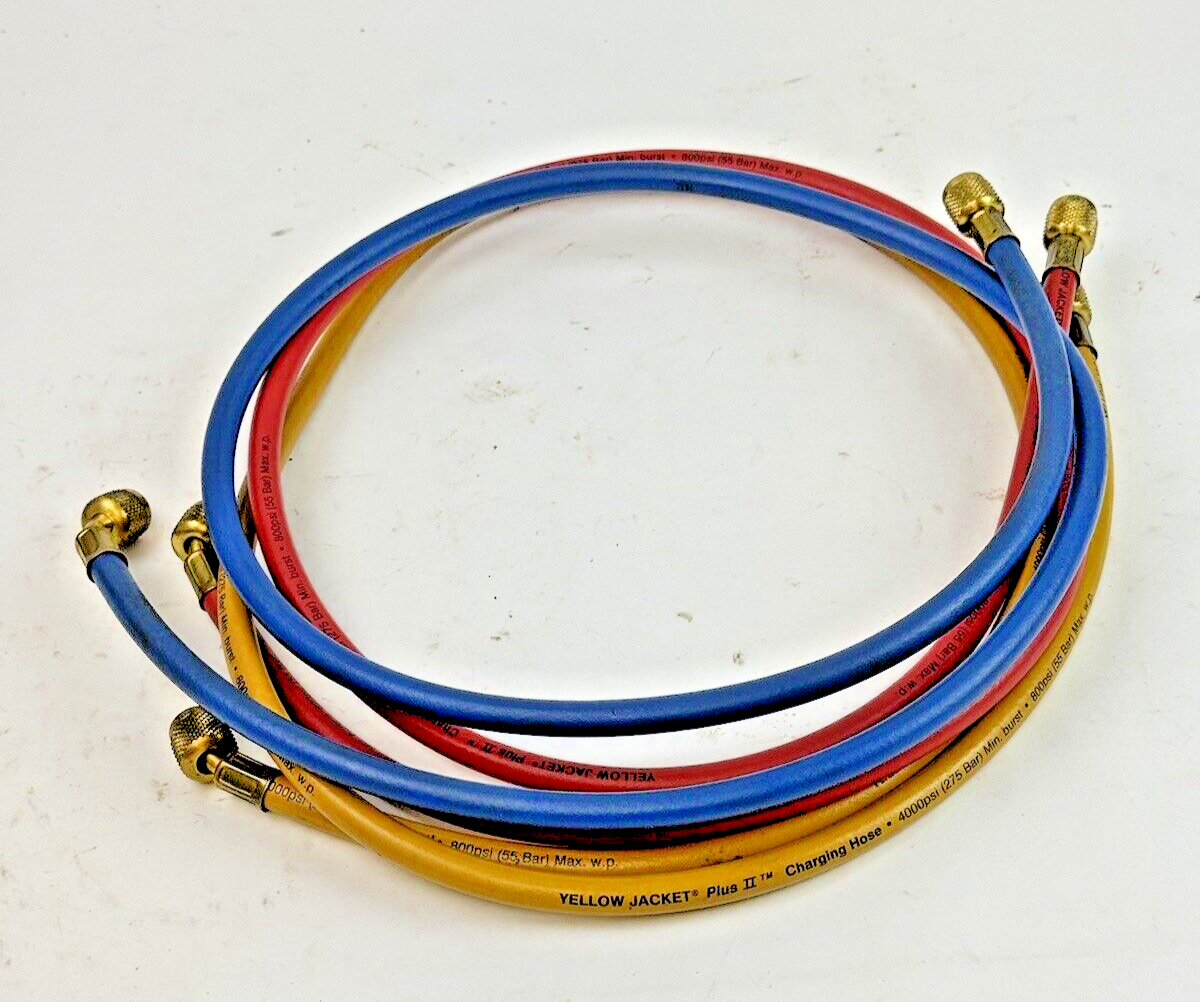 YELLOW JACKET - 22986 - PLUS II 72" 1/4" CHARGING HOSES -RED, YELLOW, BLUE