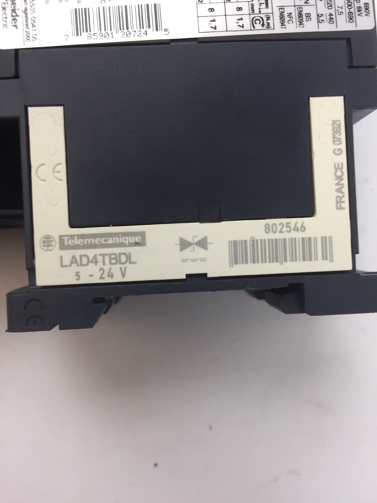 TELEMECANIQUE LC1D12BD CONTACT 25A LAD4TBDL 24V LRD07 OVERLOAD RELAY 1.6-2.5A