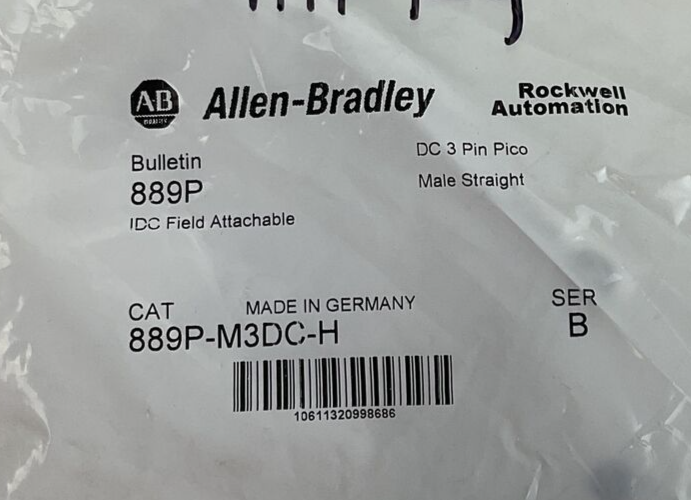ALLEN BRADLEY 889P-M3DC-H IDC FIELD ATTACHABLE MALE STRAIGHT SER.B **LOTOF4**