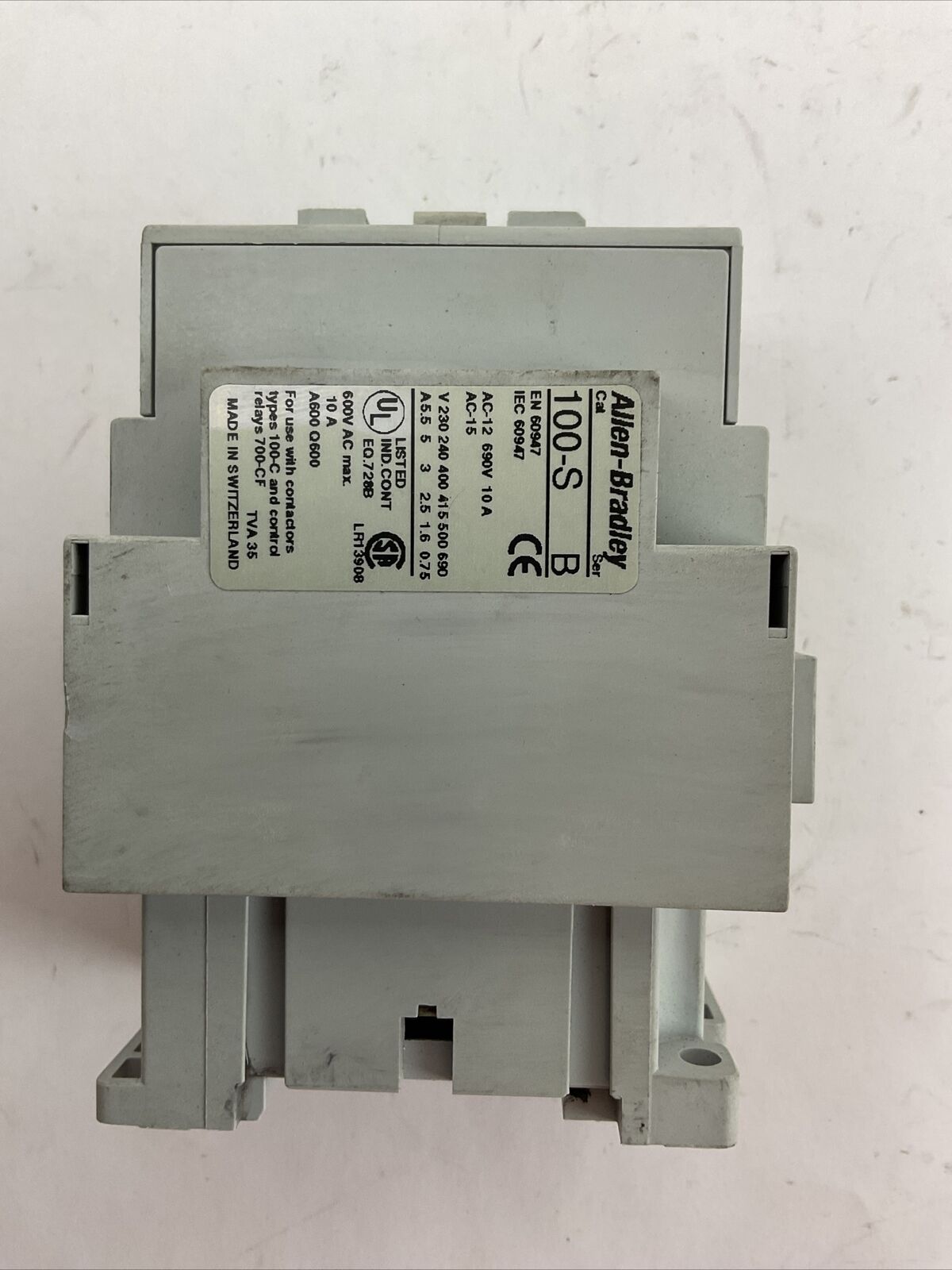ALLEN BRADLEY 100-C37*00 SER C CONTACTOR 600VAC 60AMP 30HP 3PH COIL 120V 100-S