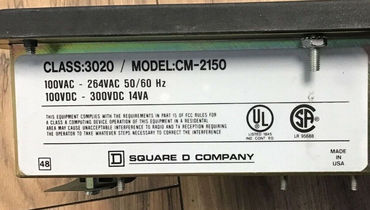 SQUARE D CM-2150 POWER LOGIC CIRCUIT MONITOR CLASS 3020 264VAC/300VDC 14VA