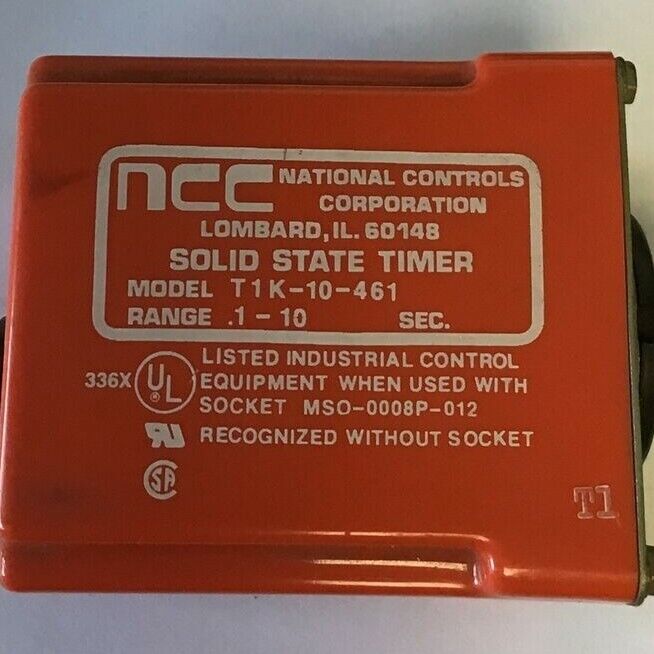 NATIONAL CONTROLS T1K-10-461 SOLID STATE TIMER .1-10SEC. 120VAC 50/60HZ