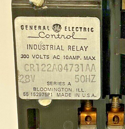 GENERAL ELECTRIC CR122A04731AA INDUSTRIAL RELAY 50HZ 300VAC 10A