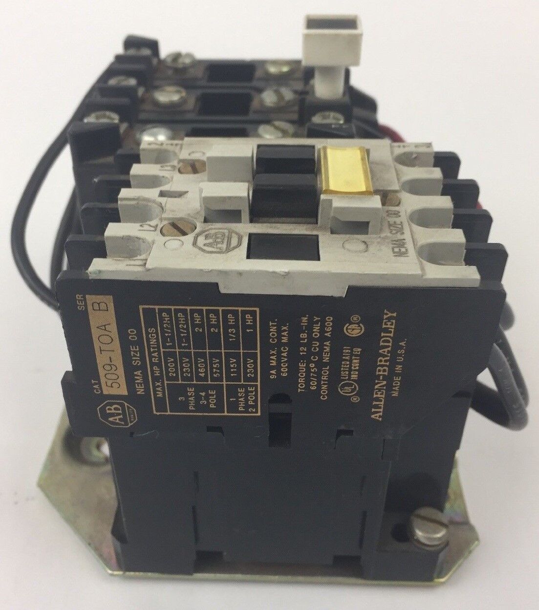 ALLEN BRADLEY 509-TOA STARTER SER B 9A 600VAC COIL 240V 60HZ 220V 50HZ
