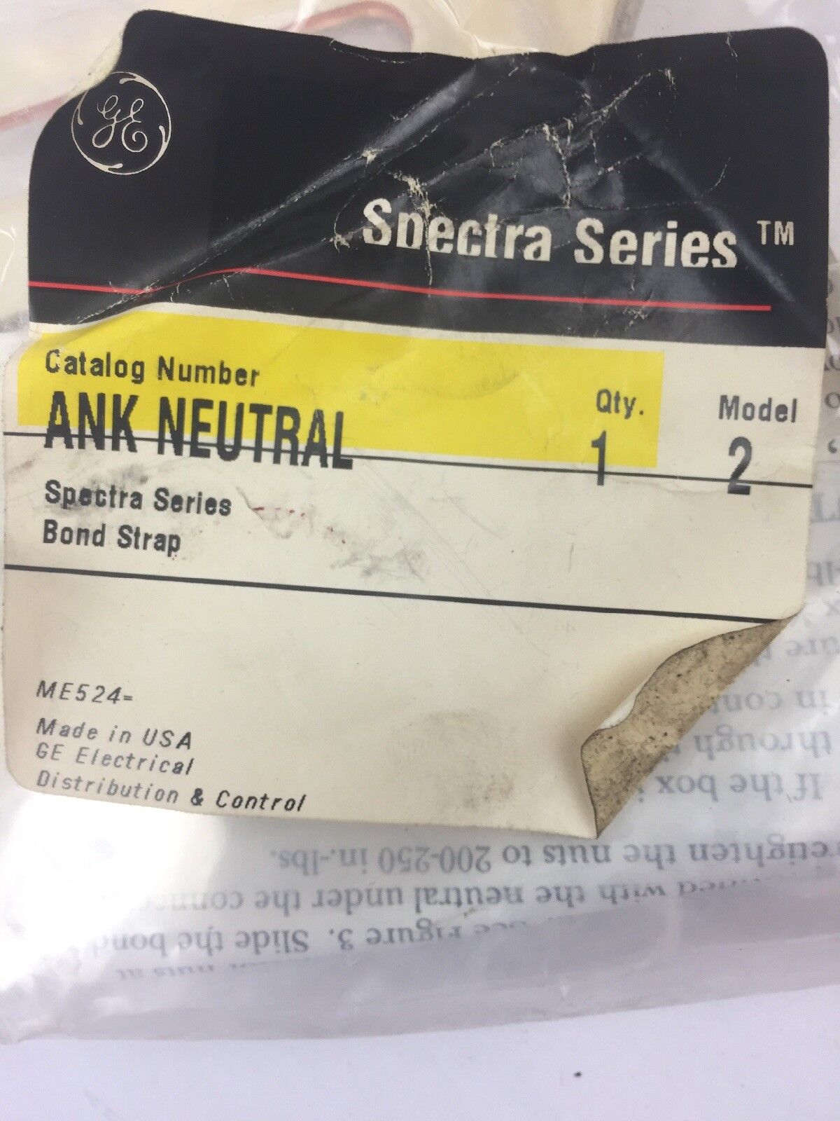 GE ANK NEUTRAL SPECTRA SERIES BOND STRAP MODEL 2