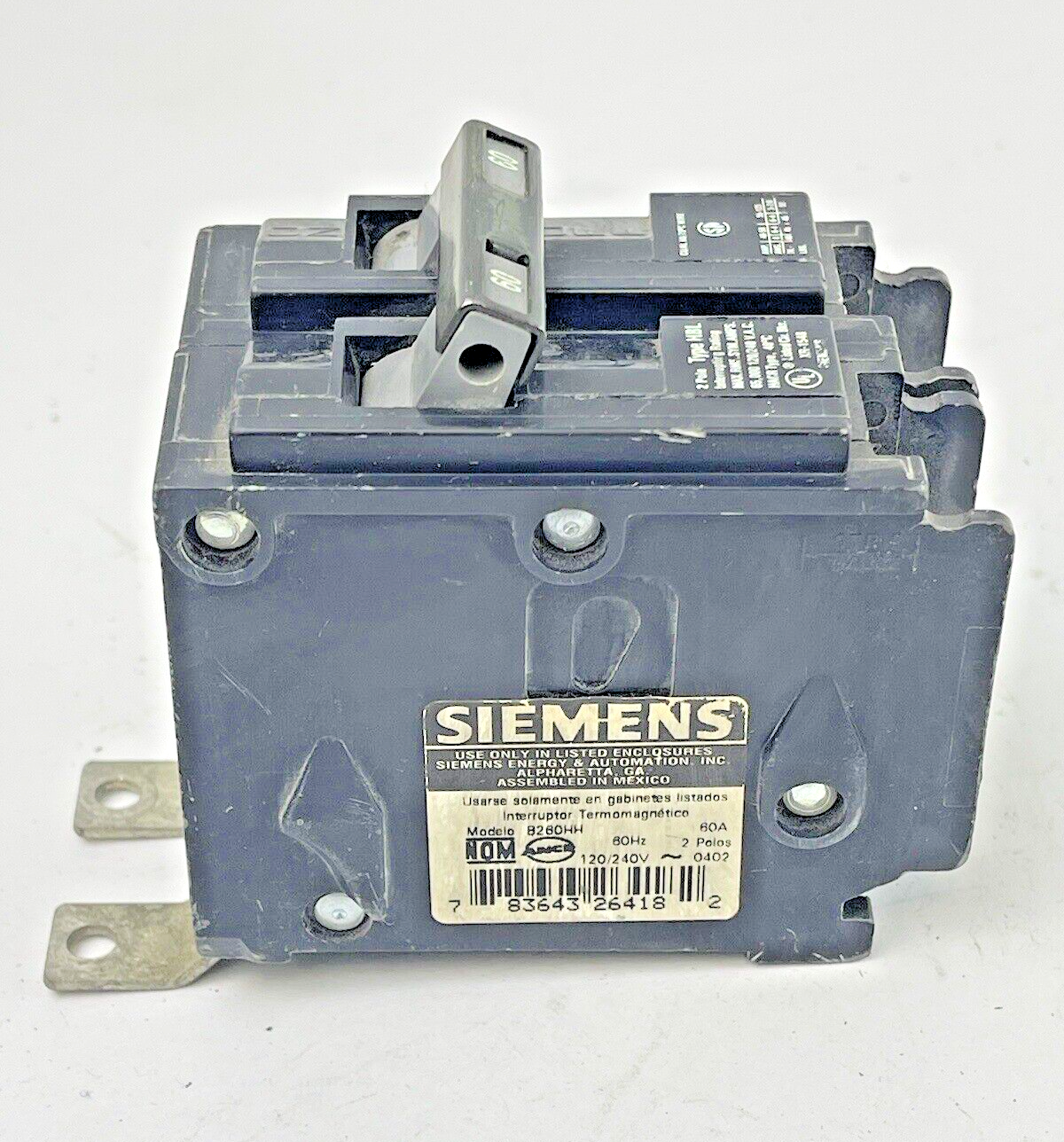 SIEMENS - B260HH - CIRCUIT BREAKER - 2 POLE, 60A, 240 VAC, 60Hz TYPE HLB