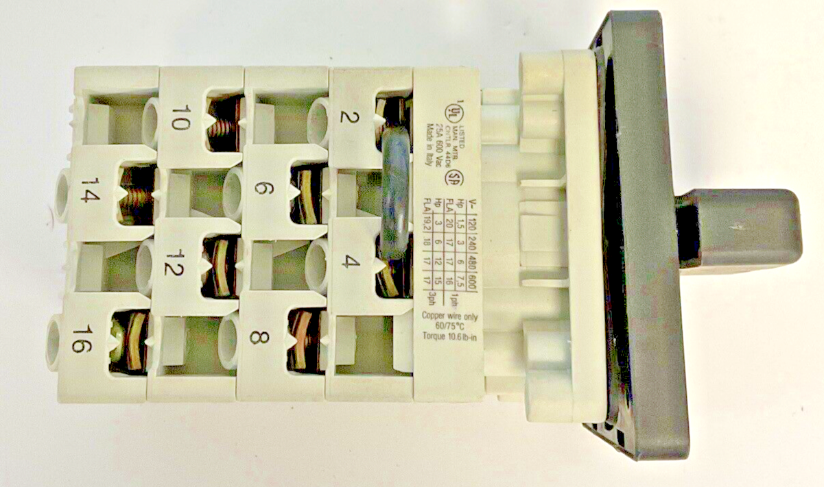 SPRECHER+SCHUH LE 2-25 ROTARY CAM SWITCH 25A 600VAC 50/60HZ