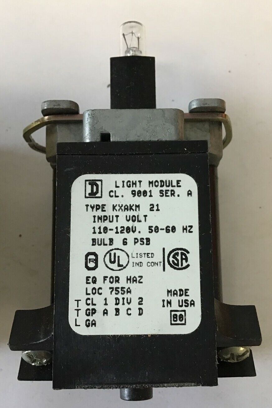 SQUARE D 9001KXAKM21 DUAL LAMP LIGHT MODULE 110/120V TRANFORMER TYPE