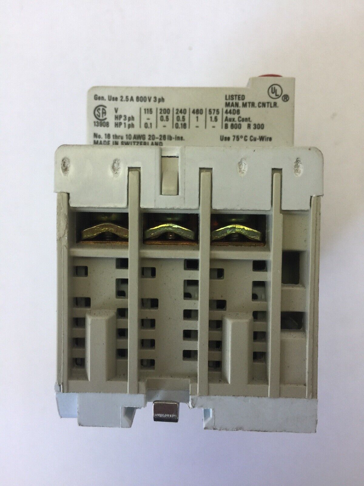 ALLEN BRADLEY 140-MN-0250 MANUAL MOTOR STARTER 600V 3 PH 1.5 HP SER C 1.6-2.5A