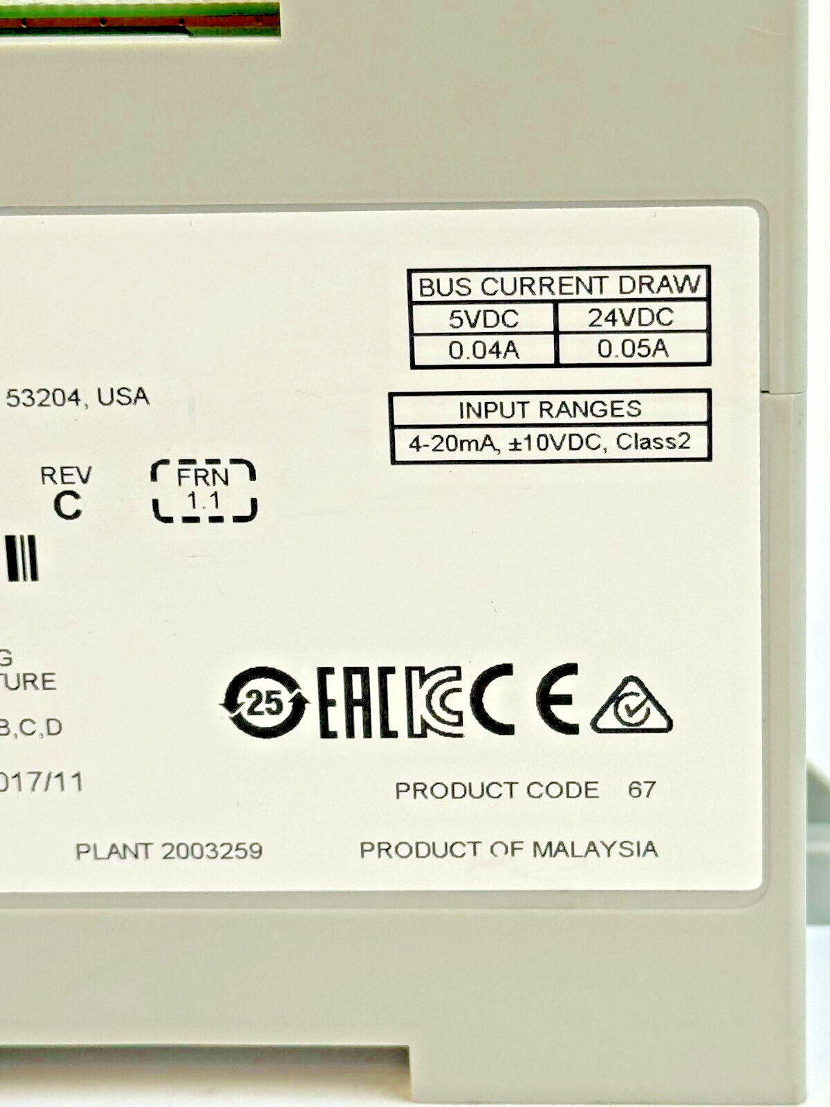 ALLEN-BRADLEY - 1762-IF4 SER. B REV. FRN. 1.1 - MICROLOGIX 4 CH ANALOG INPUT MOD