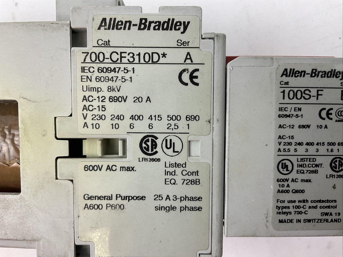 ALLEN BRADLEY 700S-CF620DJC COIL 24VDC 700-CF310D* 600VAC 25A SER A 100S-F SER B