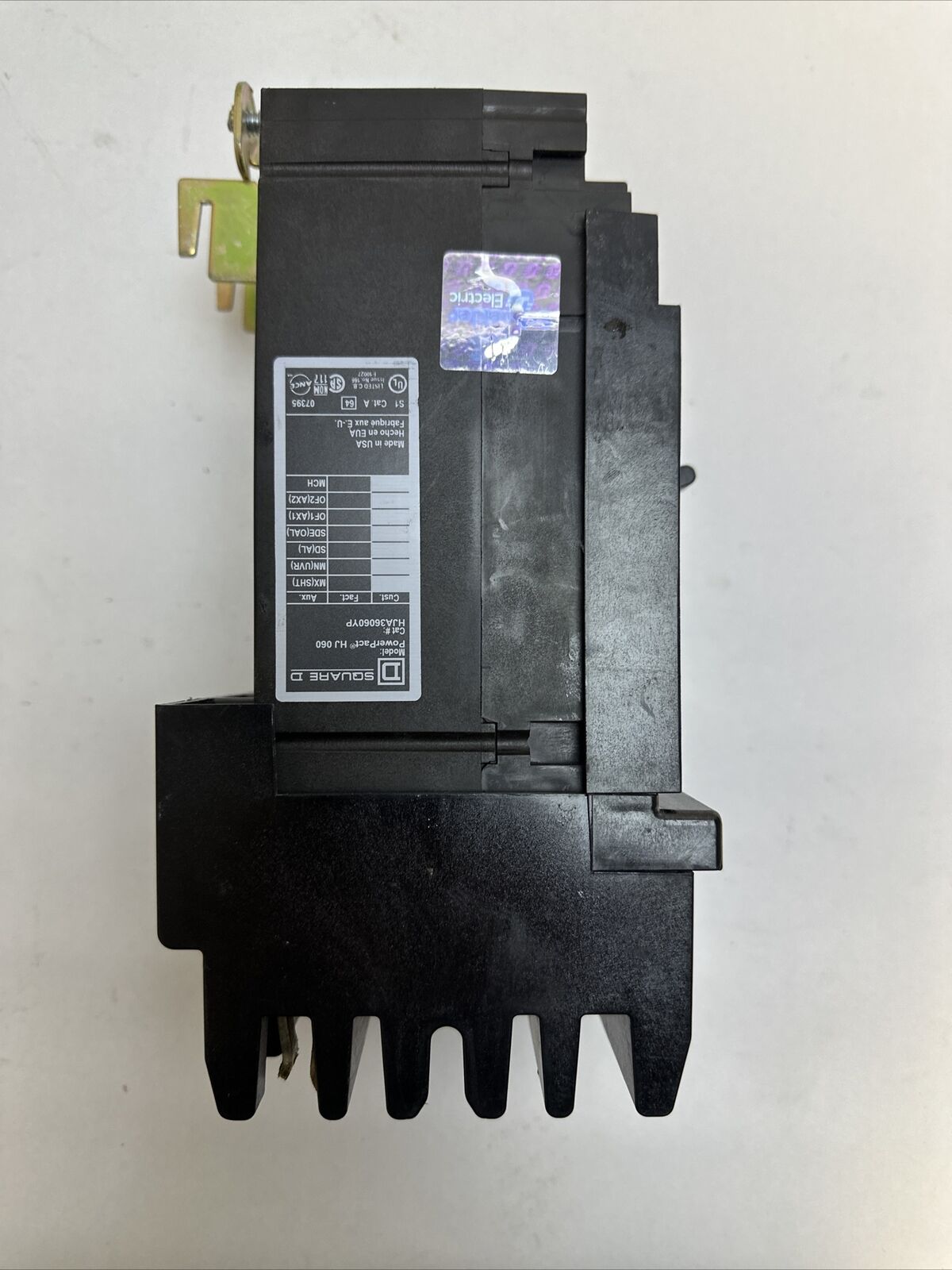 SQUARE D HJA36060YP POWER PACT CIRCUIT BREAKER 60A 600VAC 250VDC 3POLE