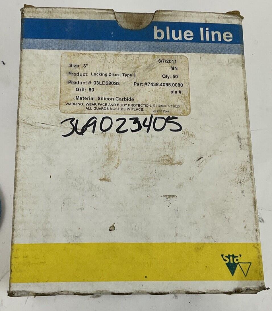 BLUE LINE 03LD080S3 LOCKING DISCS TYPE3 80GRIT QTY25 120GRIT QTY2 3"