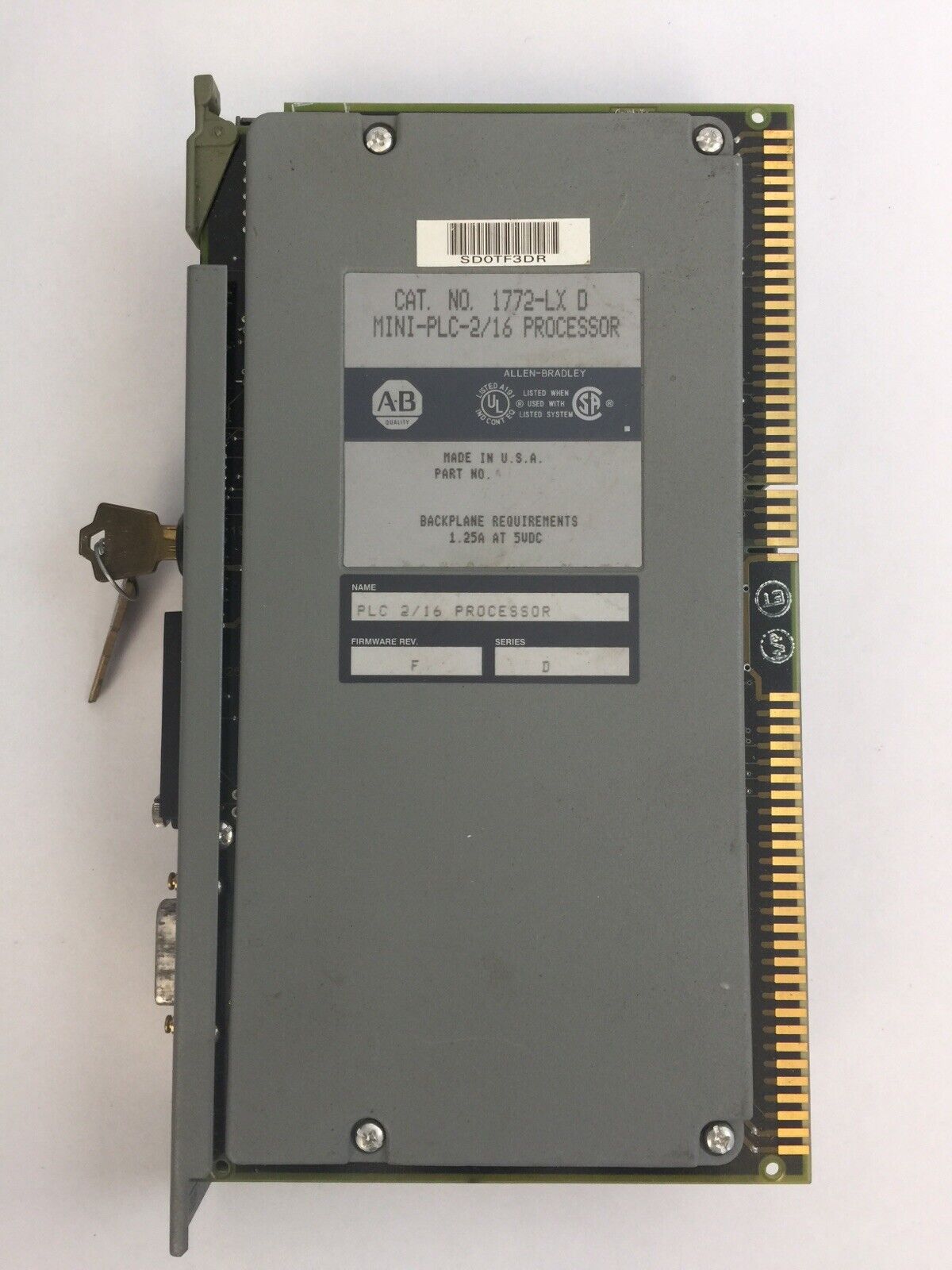 ALLEN BRADLEY 1772-LX D MINI-PLC-2/16 PROCESSOR 1.25A 5VDC SER D FIRMWARE REV F