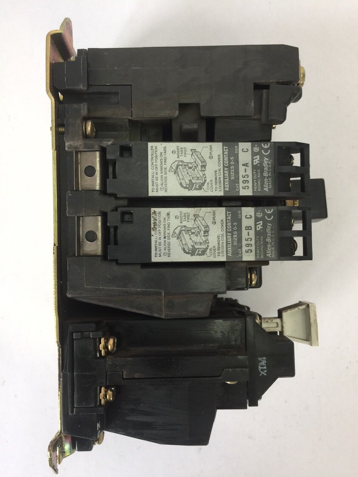 ALLEN BRADLEY 509-B0D SIZE 1 STARTER 600VAC 27AMP 10HP W34 HEATERS 120V COIL