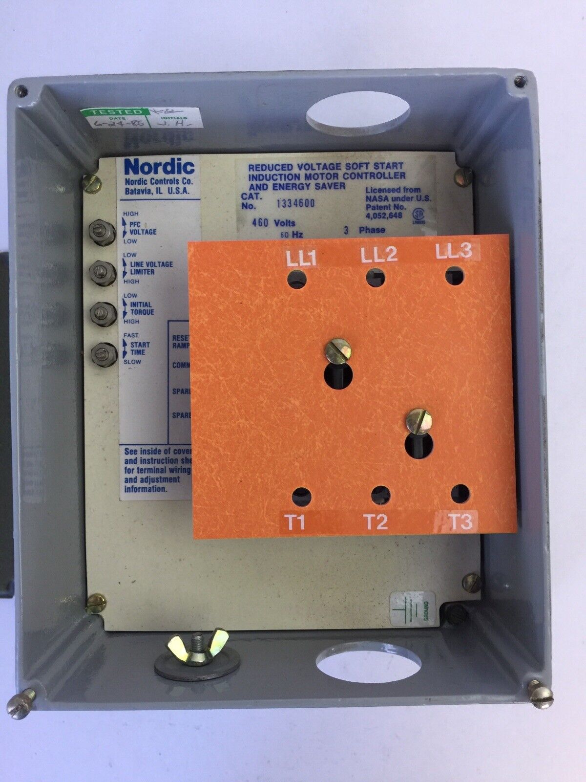 NORDIC ES-3 1334600 460V 60HZ 35AMP 20HP 3PHASE REDUCE VOLTAGE SOFT START