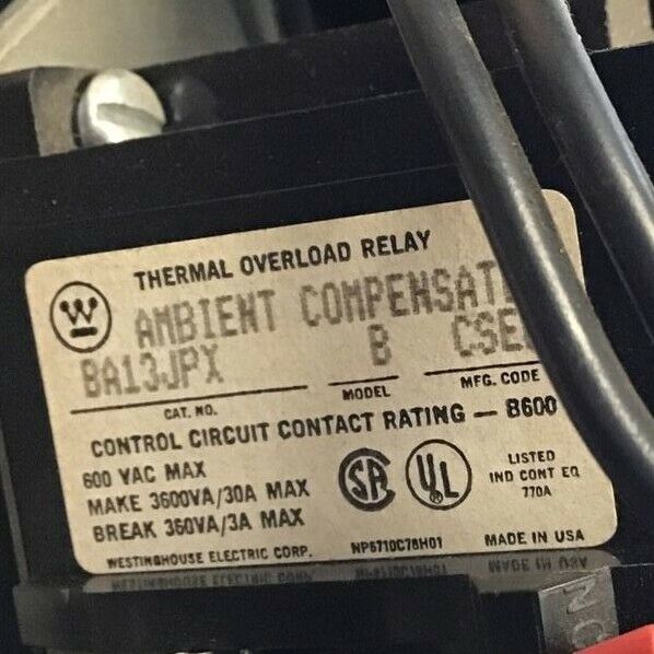 WESTINGHOUSE A200M5CXXZ1 MOTOR CONTROL SIZE 5 MOD. J W/ 2050A14G15 COIL 480V