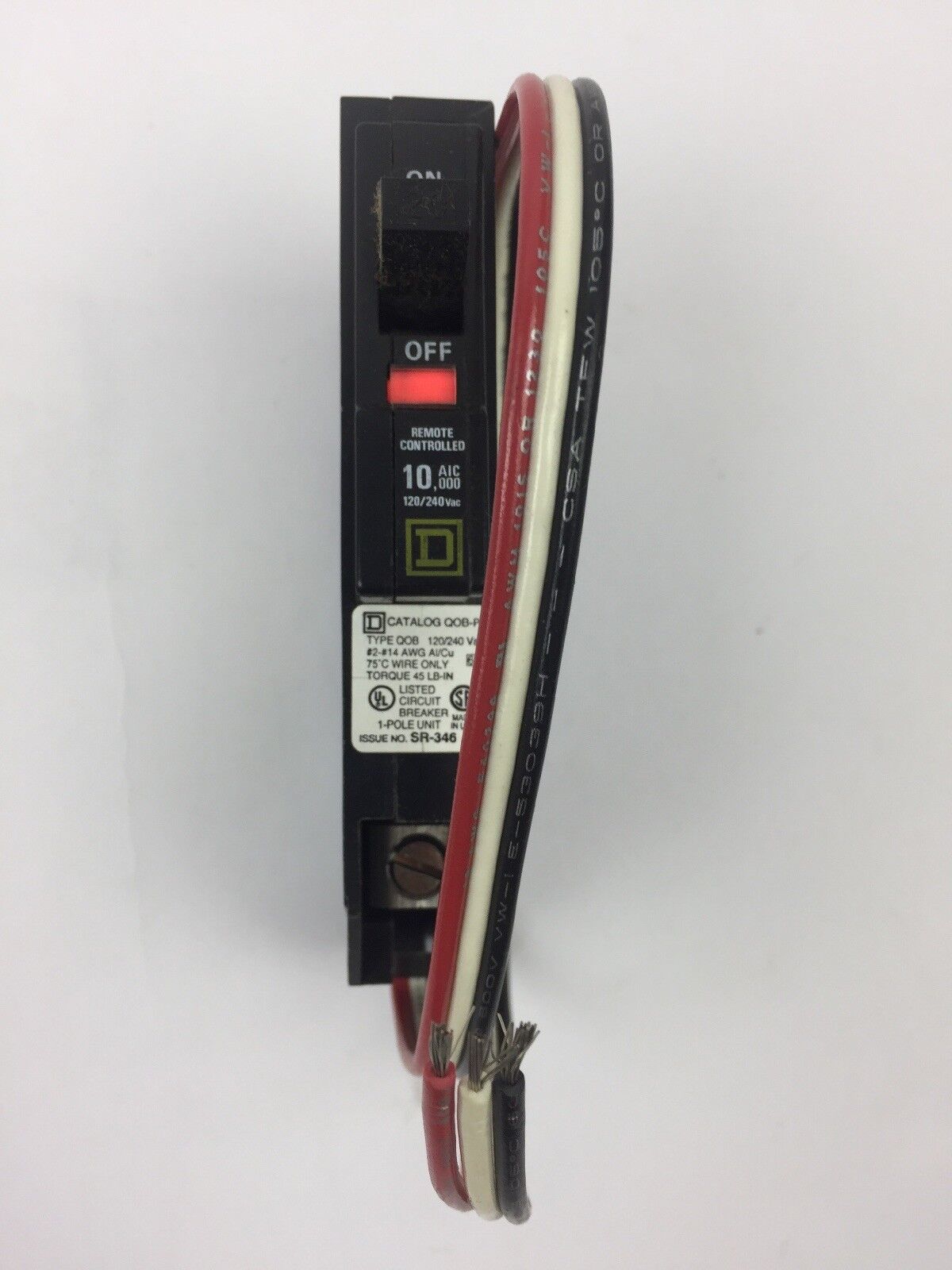 SQUARE D QOB120PL 20A 1 POLE 120/240V 50/60HZ 10,000 AIR/A NOM CIRCUIT BREAKER
