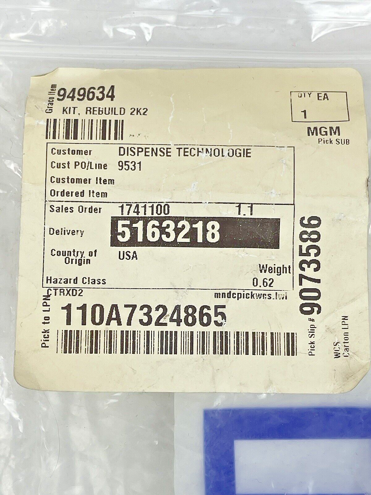 GRACO - 949634 - 2k Ultra-lite Spray Gun/ Dispense Valve - Repair Kit