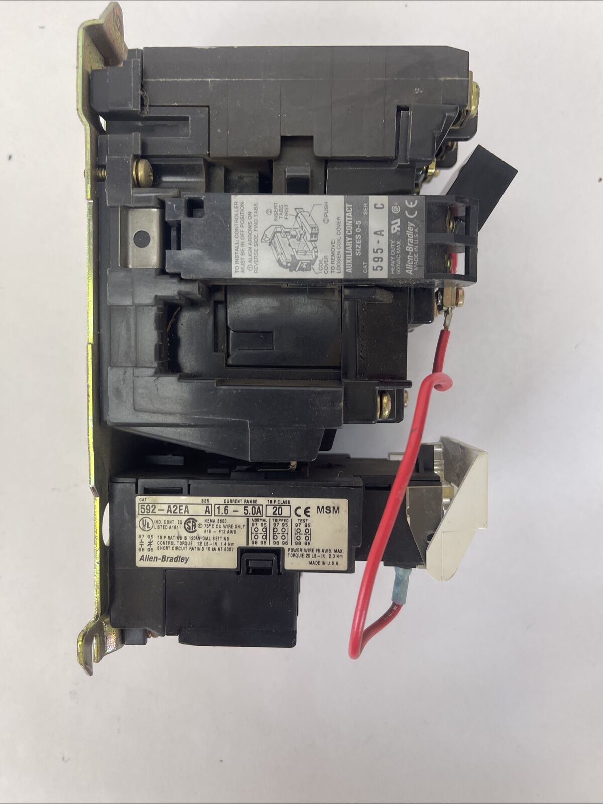 ALLEN BRADLEY 509-B0D-A2E STARTER 600VAC 27A 10HP SER B COIL 115-120V 592-A2EA