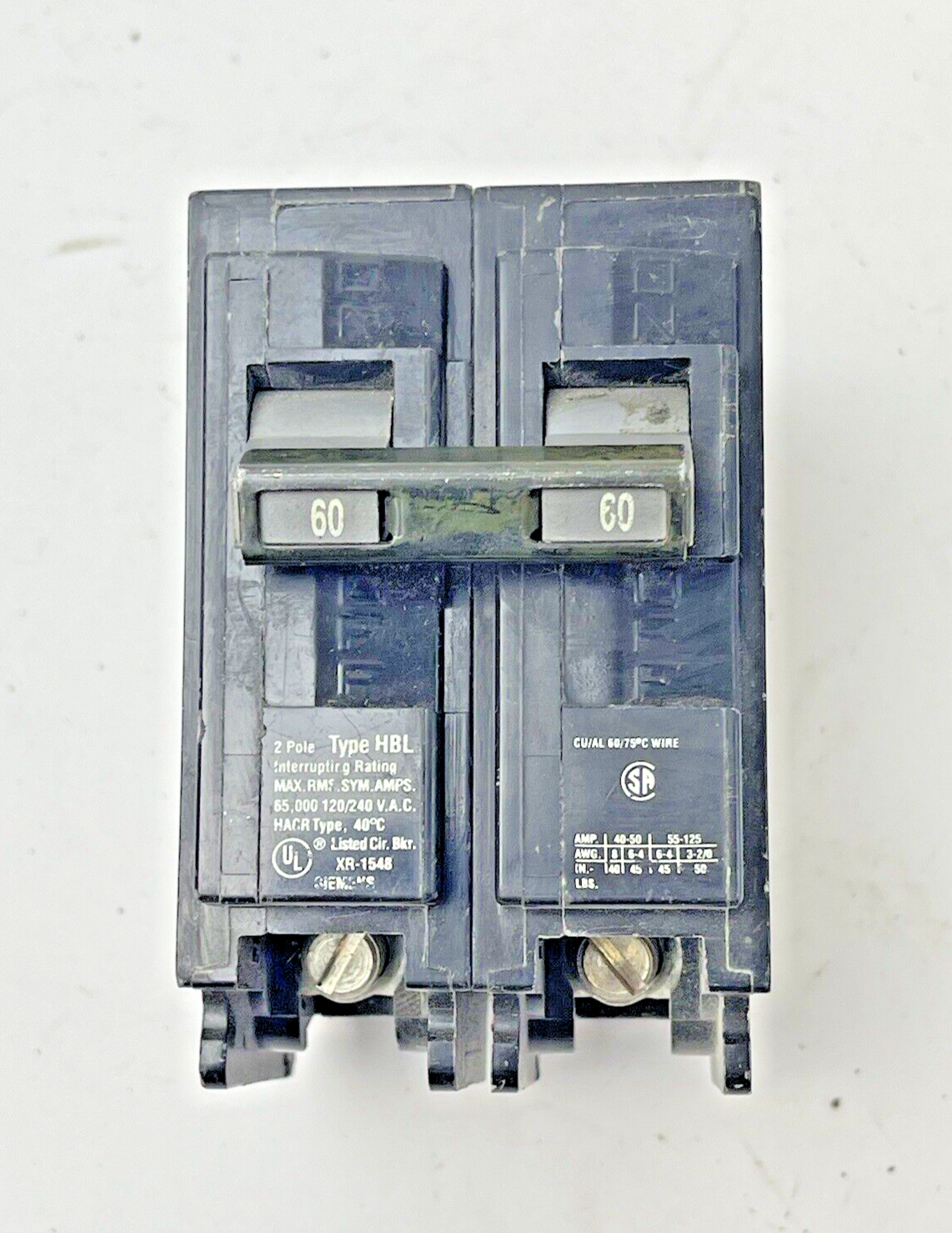 SIEMENS - B260HH - CIRCUIT BREAKER - 2 POLE, 60A, 240 VAC, 60Hz TYPE HLB