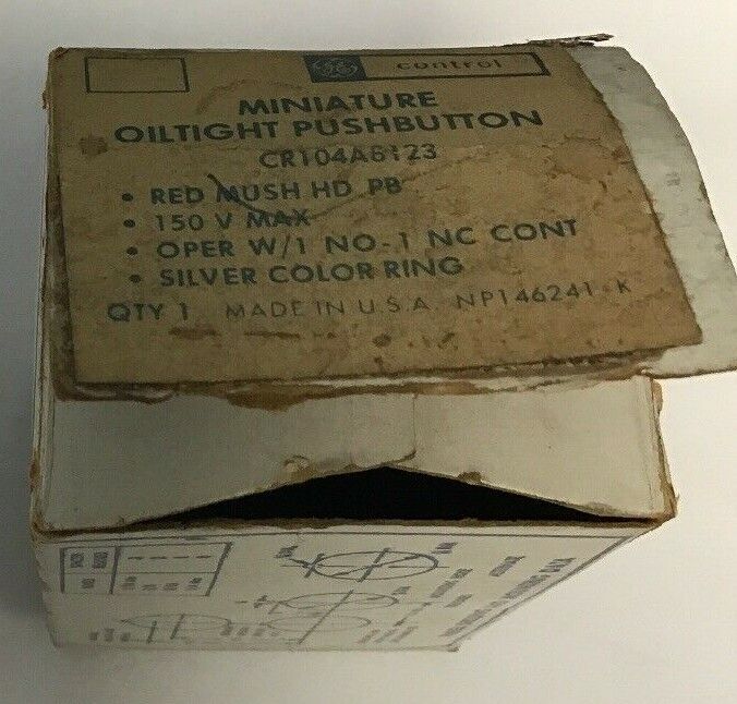 GE CR104A8123 OILTIGHT PUSHBUTTON W/O BUTTON 150V 1NO-1NC