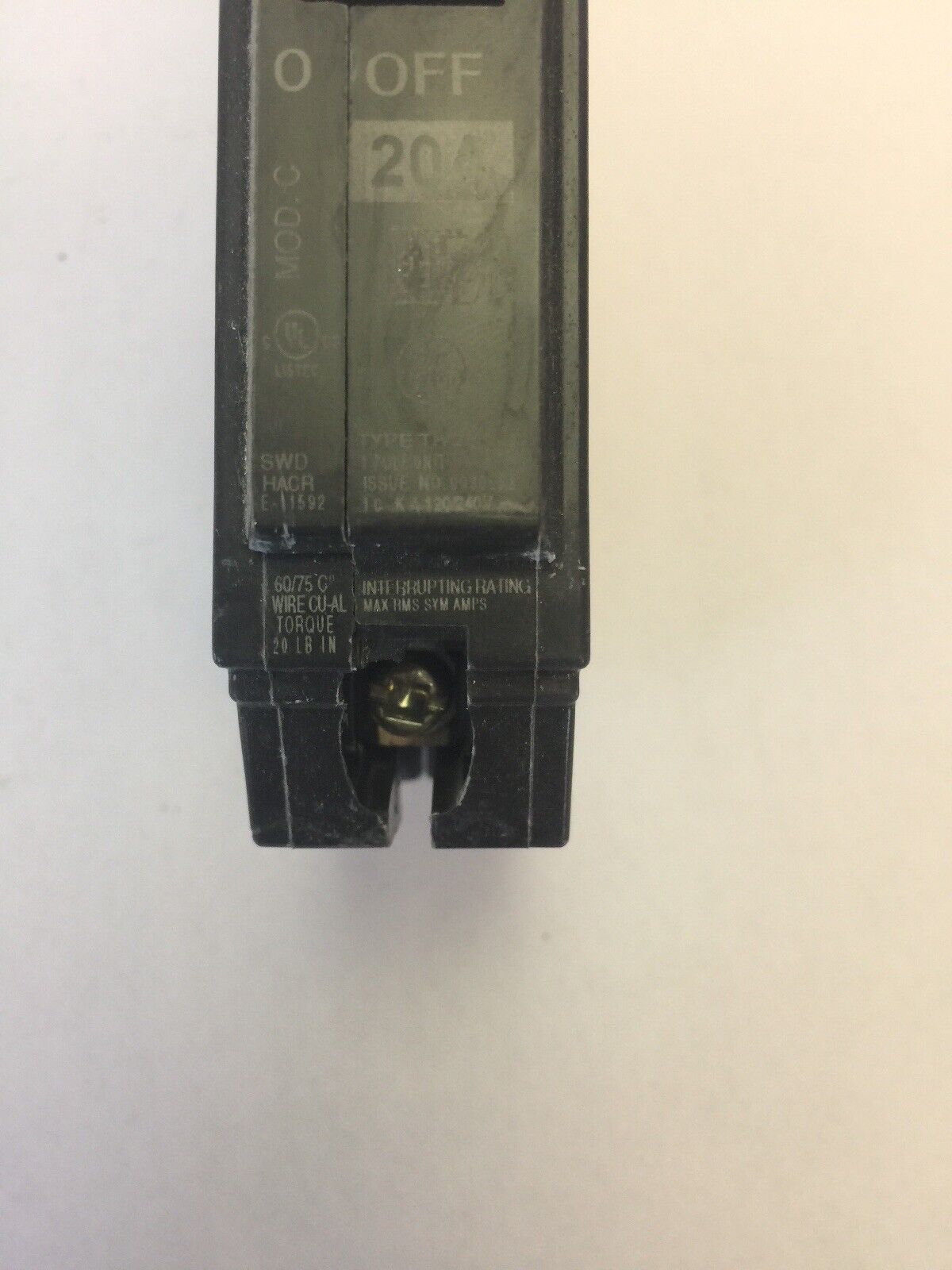 GE THQB1120 CIRCUIT BREAKER 20A 120/240VAC 1 POLE