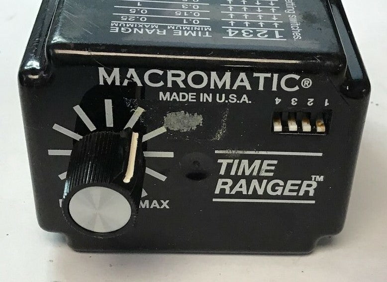 MACROMATIC SS-60222 TIME DELAY RELAY PROGRAMMABLE 120VAC 10A TIME RANGER LOTOF3