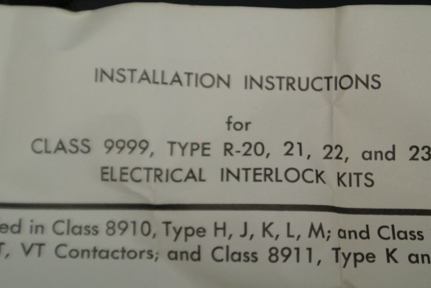 SQUARE D / 9999 R-21 ELECTRICAL INTERLOCK / NEW SURPLUS