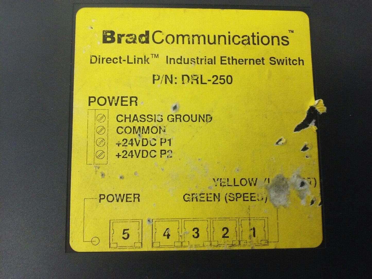 BRAD COMMUNICATIONS ETHERNET SWITCH - P/N DRL250, DRL-250, 24VDC, 2.16 WATTS