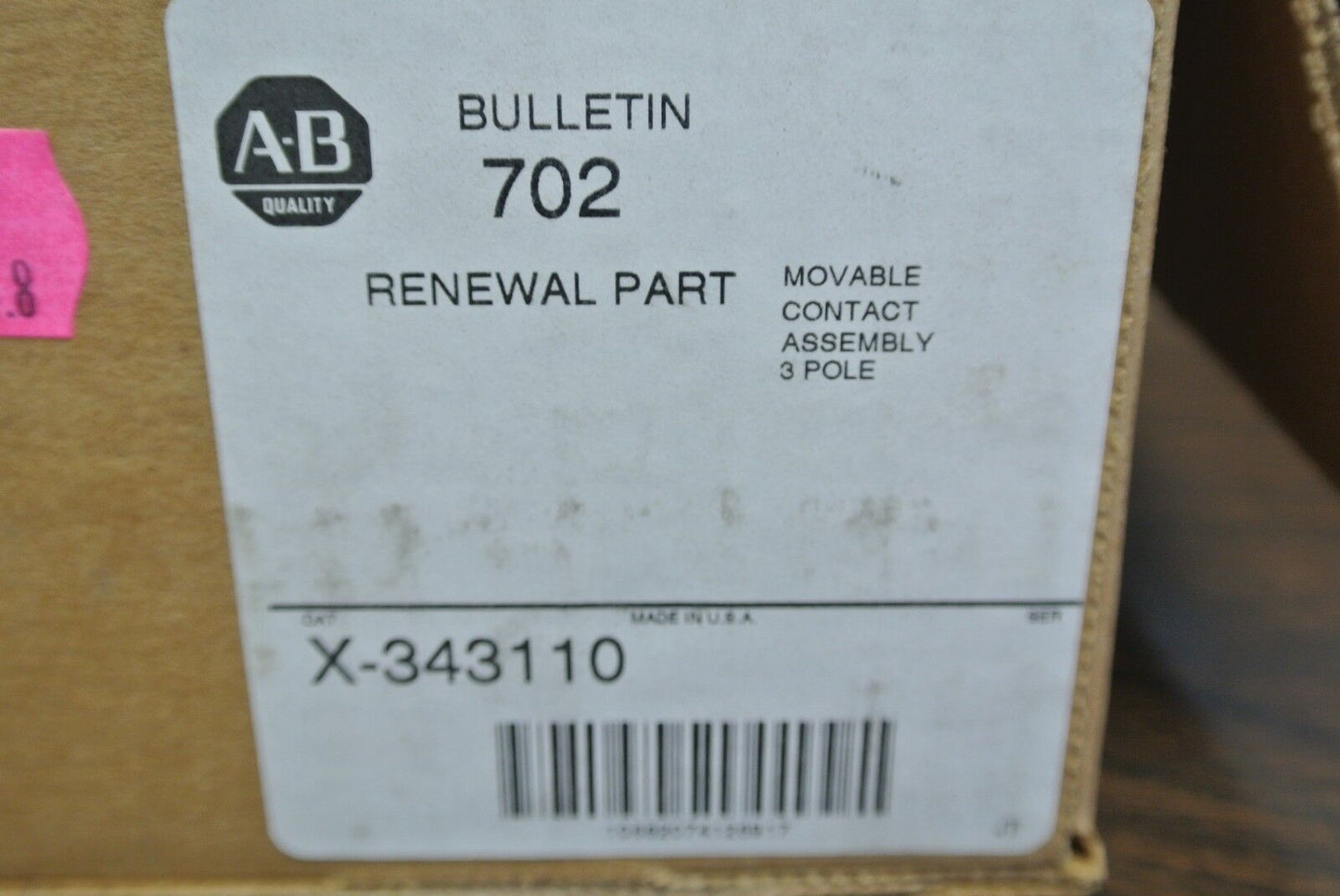 ALLEN-BRADLEY X-343110 MOVABLE CONTACT ASSEMBLY / BUL 702 / / SIZE 6 NEW SURPLUS