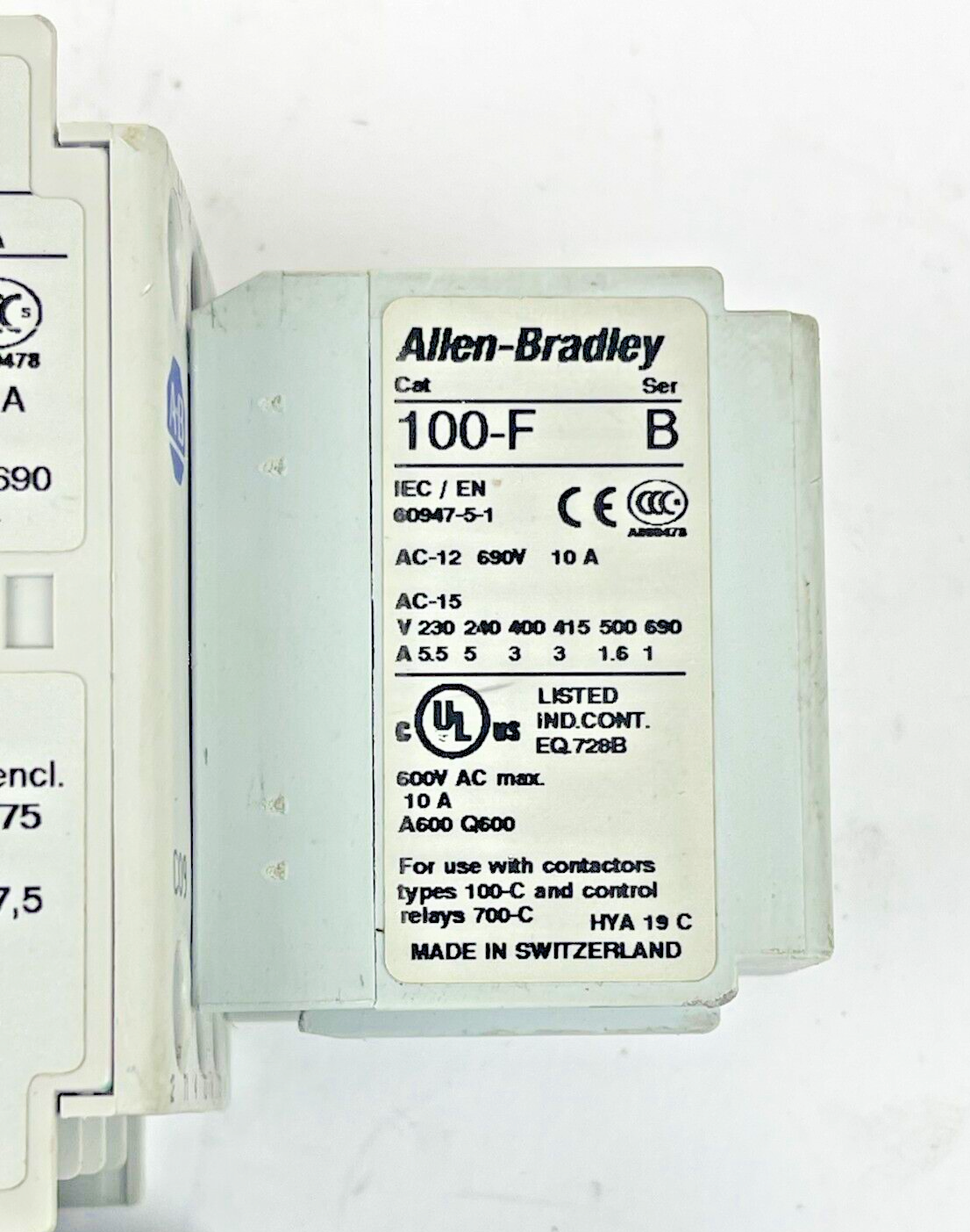 ALLEN BRADLEY -193-EEDB SER. B - 100-C09Z*10 A 25V -100-F B - 100-FSD250 A COMBO
