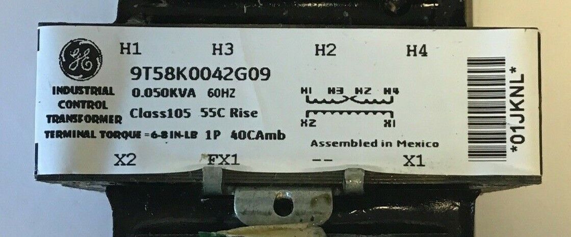GENERAL ELECTRIC 9T58K0042G09 TRANSFORMER 0.050KVA 60HZ CLASS105 ***LOTOF3***