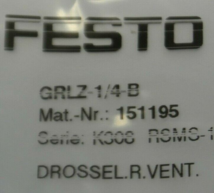 FESTO / GRLZ-1/4-B ONE-WAY FLOW CONTROL VALVE / 1/4" NPT / / NEW SURPLUS