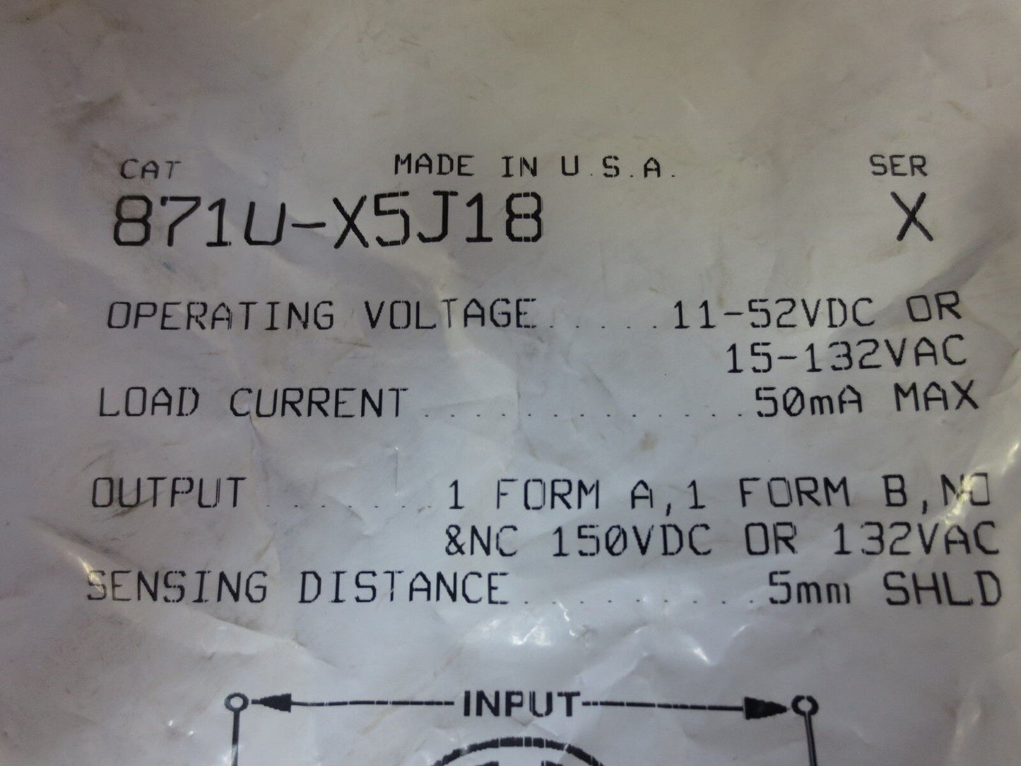 ALLEN-BRADLEY 871U-X5J18 Ser. X PROXIMITY SENSOR 11-52VDC/ 15-132VAC 50mA NEW